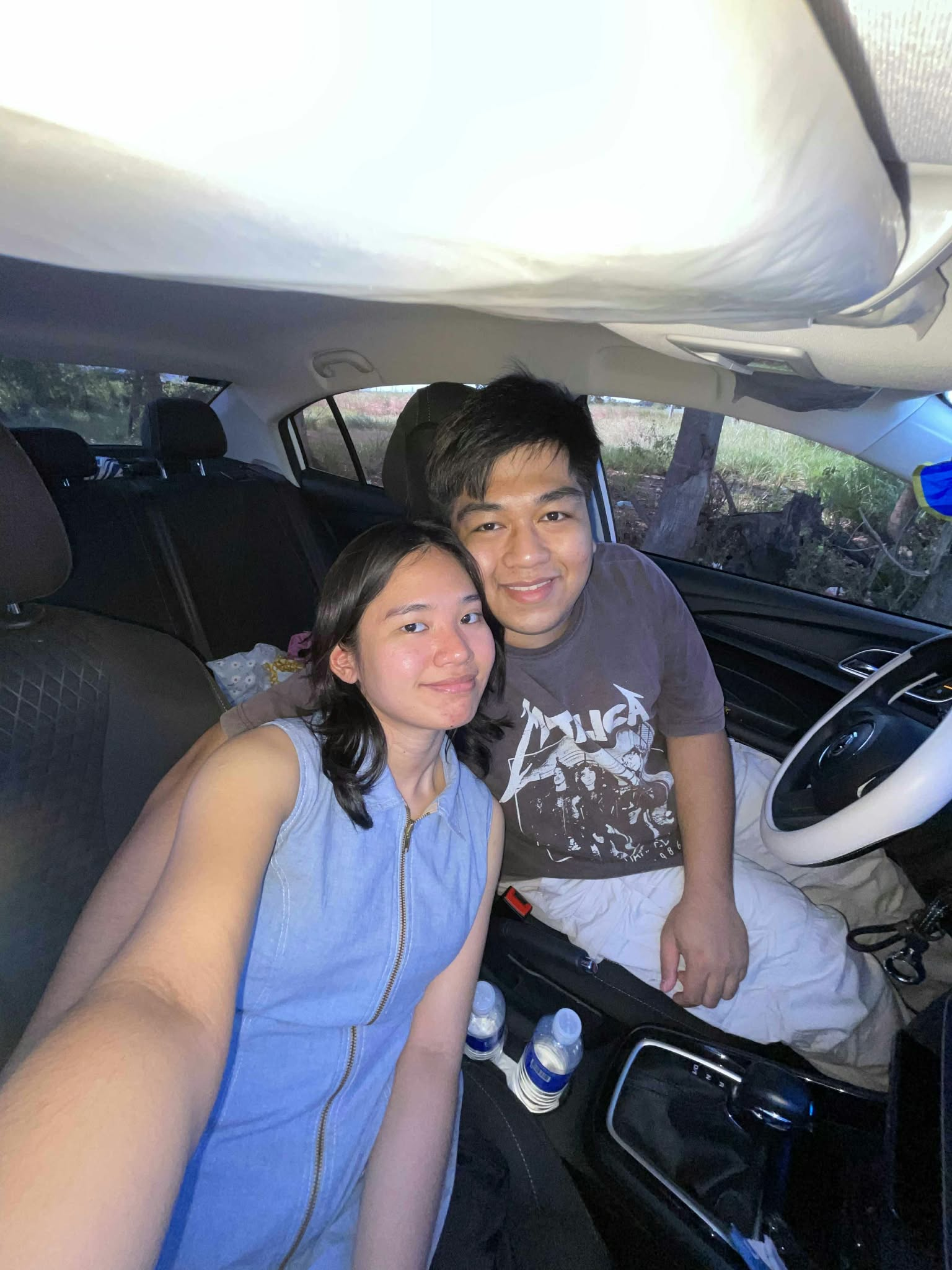 A sweet selfie together inside the car.